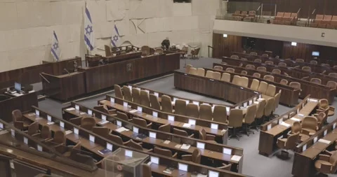 Knesset Plenum Hall, Empty Knesset Hall, Jerusalem, Israel,  Motion, Dolly Shot Vidéo 247372423