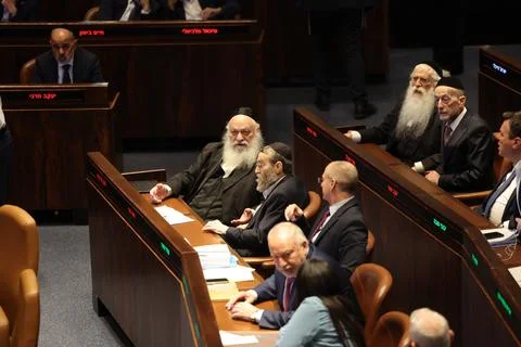 Knesset votes on basic law proposal 'Torah Study', Jerusalem, Israel - 13 Jul 20 Stock Photos