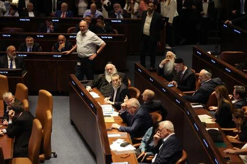 Knesset votes on basic law proposal 'Torah Study', Jerusalem, Israel - 13 Jul 20 Stock Photos