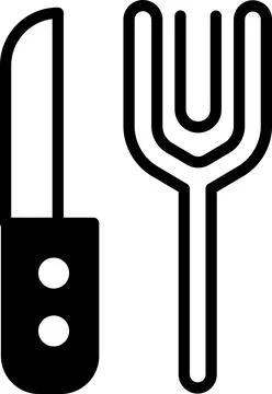 A knife and fork are shown in a black and white drawing 스톡 일러스트