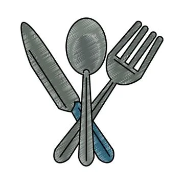 Knife and fork crossed scribble Stock Illustration