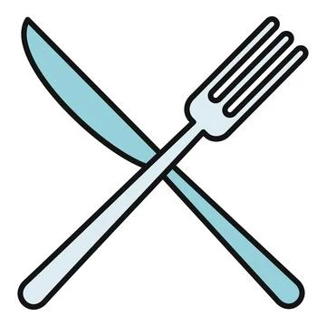 Knife and fork crossing forming a dinner icon Stock Illustration