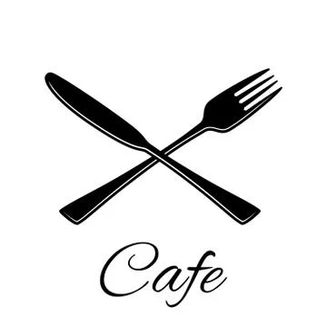 Knife and fork icon. Vector silhouette in flat style. Stock Illustration