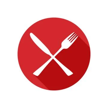 Knife and fork icon. Vector silhouette in flat style. Stock Illustration