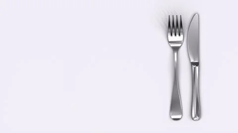 Knife and fork isolated on white background. Copy Space. Cooking icon. Symbol Stock Photos