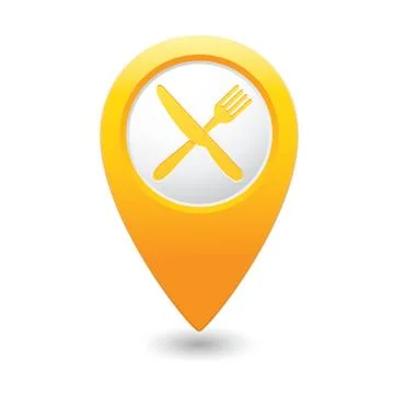 Knife AND fork MAP pointer yellow Stock Illustration