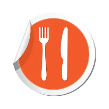 Knife AND fork ORANGE LABEL Illustrazione stock