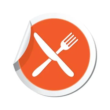 Knife AND fork ORANGE LABEL Stock Illustration