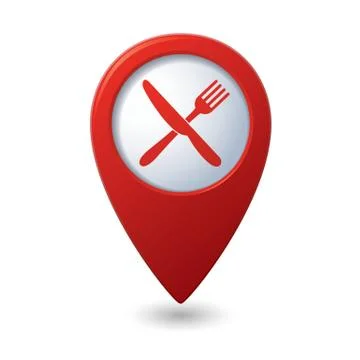 Knife AND fork RED pointer Stock Illustration