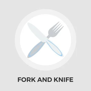 Knife and fork vector flat icon Stock Illustration