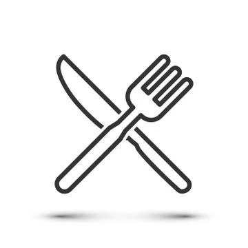 Knife and fork vector linear icon isolated on white background Stock Illustration