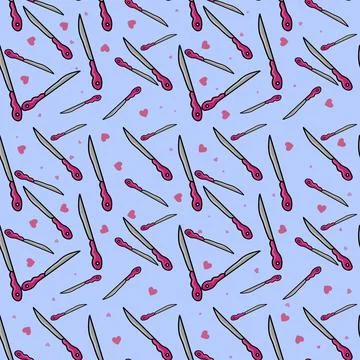 Knife and heart seamless pattern Stock Illustration