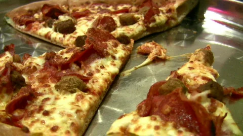 Knife and pizza Stock Footage 263934