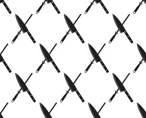 Knife and Sharpener Seamless Stock Illustration