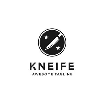 Knife and star with circular logo design Illustrazione stock