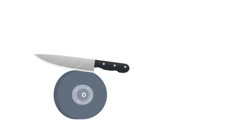 Knife. Animation of blade sharpening. Workshop, cartoon Stock Footage 130498974