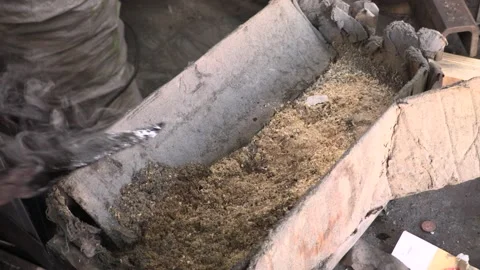 Knife blacksmith working in his knife workshop. Stock Footage 195811786