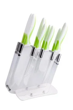 Knife block with 8 different knives Stock Photos