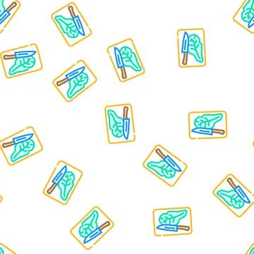 Knife board lettuce vector seamless pattern Stock Illustration