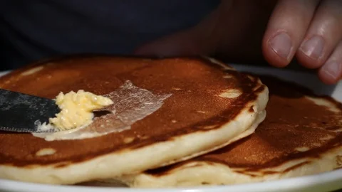 Knife butter pancake Stock Footage 123613684