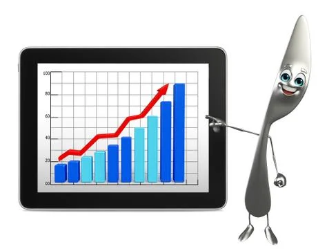Knife character with business graph 스톡 일러스트