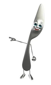 Knife character is pointing Stock Illustration