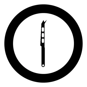 Knife for cheese icon in circle round black color vector illustration image.. Illustrazione stock