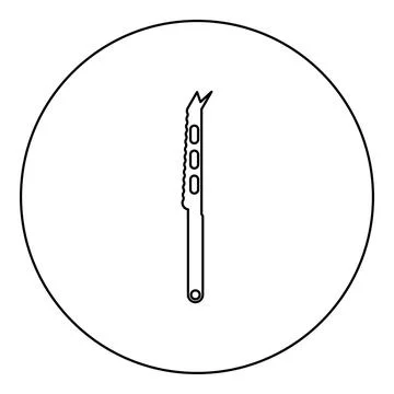 Knife for cheese icon in circle round black color vector illustration image.. 스톡 일러스트