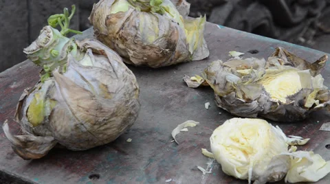 A knife chops a cabbage Video stock 36838126