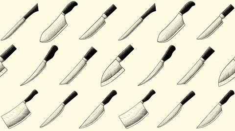 Knife Collection Seamless Pattern Stock Illustration