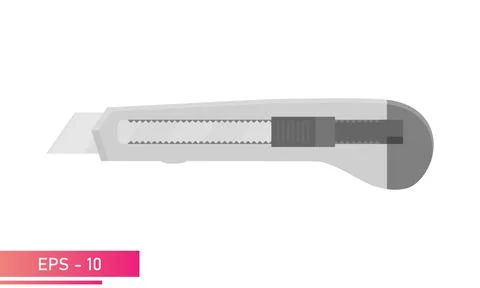 Knife for construction work, in gray tones. Realistic design. On a white Stock Illustration