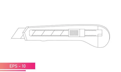 A knife for construction work. Linear design. On a white background. Tools for Stock Illustration
