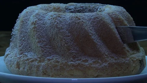 Knife cuts cake Stock Footage 82347435