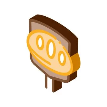 Knife Cutting Baked Bread isometric icon vector illustration 스톡 일러스트