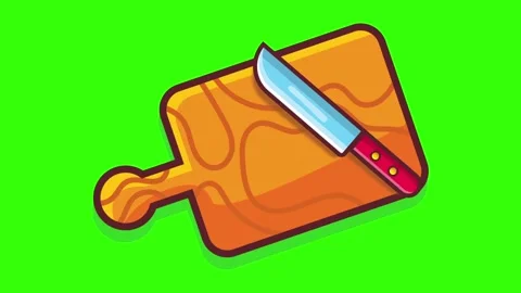 Knife with cutting board for cooking concept animation on green screen Stock Footage 160448980