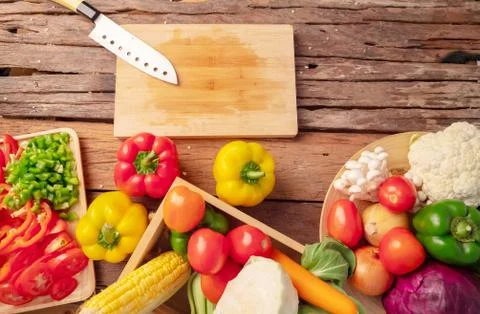 A knife on the cutting board with empty Stock Photos