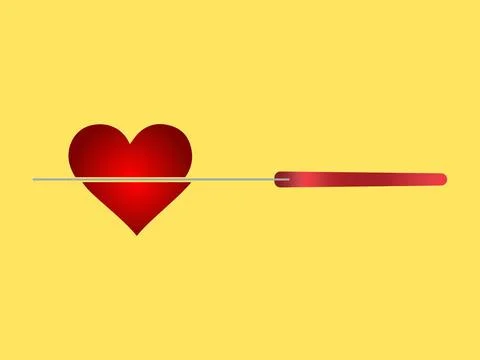 Knife cutting a heart Stock Illustration