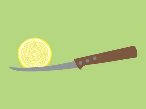 Knife cutting a lemon Stock Illustration