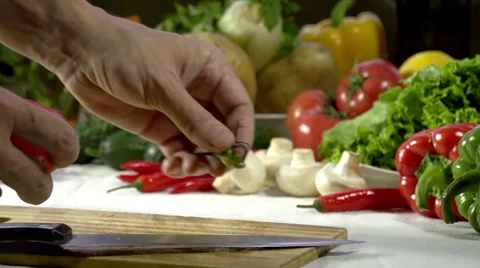 Knife Cutting Tomato Stock Footage 46387809