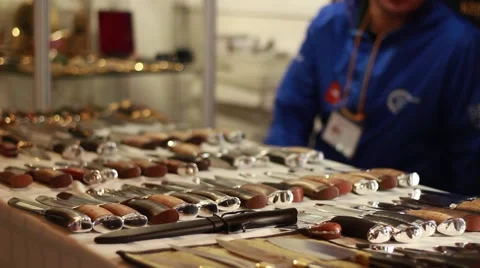 Knife exhibition Stock Footage 62647571