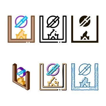 Knife fireplace icon vector stylized outline Stock Illustration