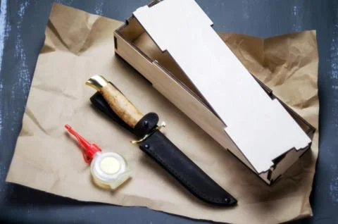 Knife with a fixed handle. Copy of the knife of Soviet intelligence officers  Stock Photos