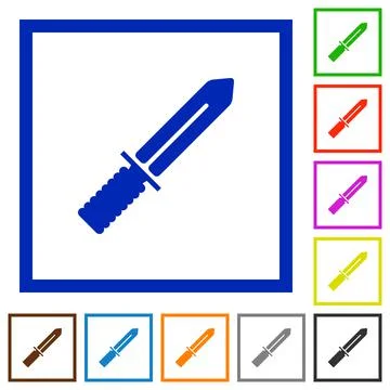 Knife flat framed icons Stockillustratie