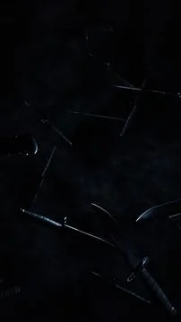 Knife Flies In The Darkness Stock Illustration