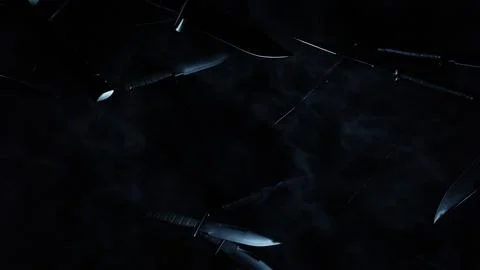 Knife Flies In The Darkness Stock Illustration