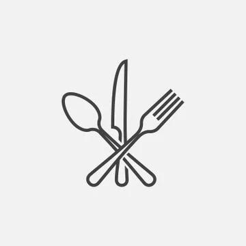 Knife, fork and spoon icon, Restaurant Icon Stock Illustration