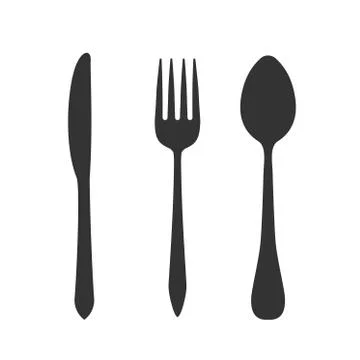 Knife, fork and spoon isolated on white background. Vector illustration. EPS 10 Stock Illustration