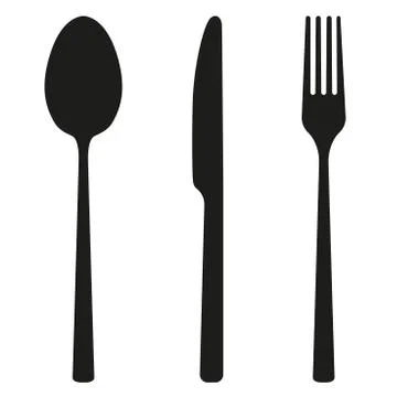 Knife, fork and spoon, silverware isolated on white イラスト素材