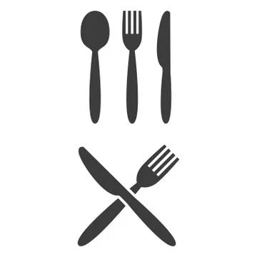Knife, fork and spoon on white background. Stock Illustration