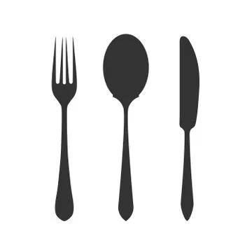 Knife, fork and spoon on white background. Vector Stock Illustration